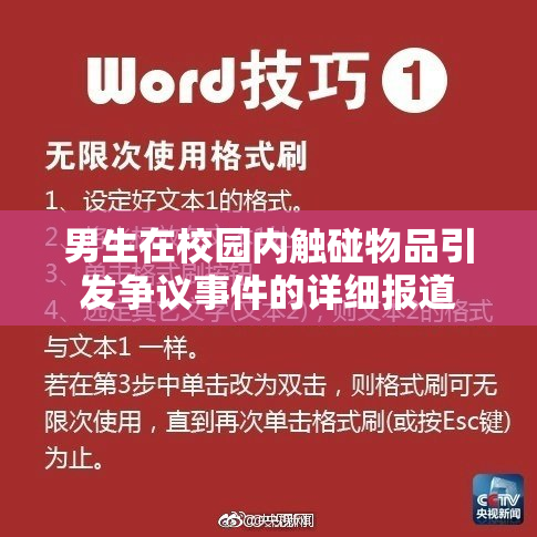 男生在校园内触碰物品引发争议事件的详细报道