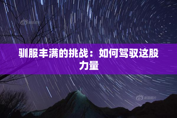 驯服丰满的挑战：如何驾驭这股力量