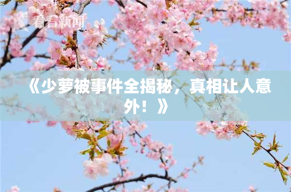 《少萝被事件全揭秘，真相让人意外！》