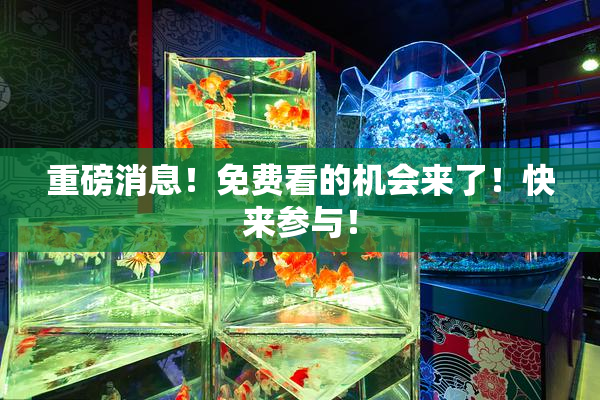 重磅消息！免费看的机会来了！快来参与！