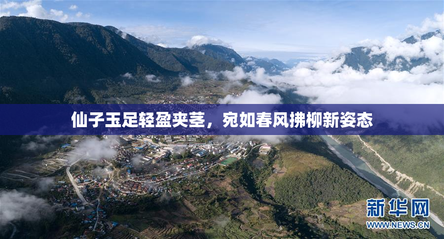 仙子玉足轻盈夹茎，宛如春风拂柳新姿态