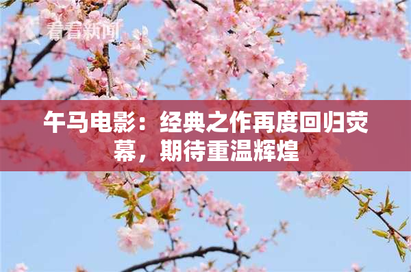 午马电影：经典之作再度回归荧幕，期待重温辉煌