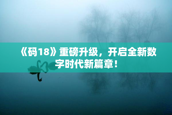 《码18》重磅升级，开启全新数字时代新篇章！