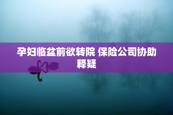 孕妇临盆前欲转院 保险公司协助释疑
