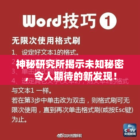 神秘研究所揭示未知秘密，令人期待的新发现！