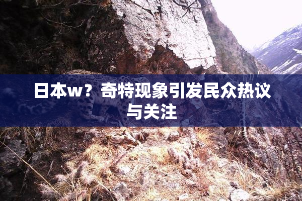 日本w？奇特现象引发民众热议与关注