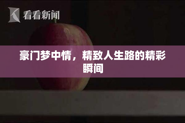 豪门梦中情，精致人生路的精彩瞬间
