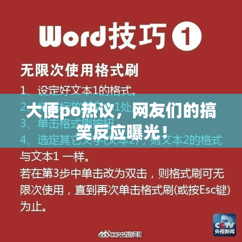 大便po热议，网友们的搞笑反应曝光！