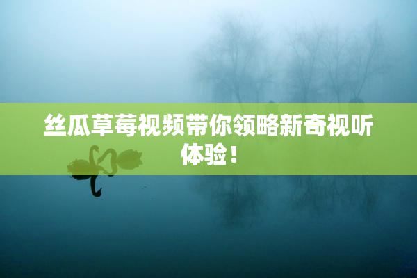 丝瓜草莓视频带你领略新奇视听体验！
