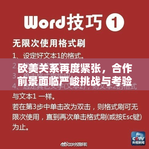 欧美关系再度紧张，合作前景面临严峻挑战与考验