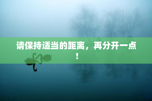 请保持适当的距离，再分开一点！