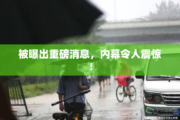被曝出重磅消息，内幕令人震惊！