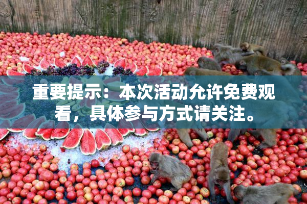重要提示：本次活动允许免费观看，具体参与方式请关注。